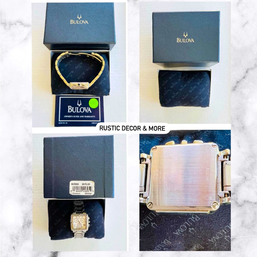 Bulova Diamond Chronograph Ladies Watch 30mm With Original Box & Papers .